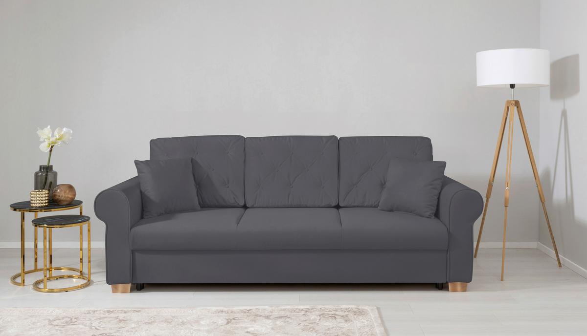 Schlafsofa Arles, Dunkelgrau 23 B: 240 Cm - Dunkelgrau/Buchefarben, Design, Textil (240/94/98cm) - MID.YOU