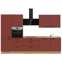 Küchenleerblock Easytouch High-Line, H8 Links - Eichefarben/Rot, MODERN, Holzwerkstoff (330cm) - Nobilia