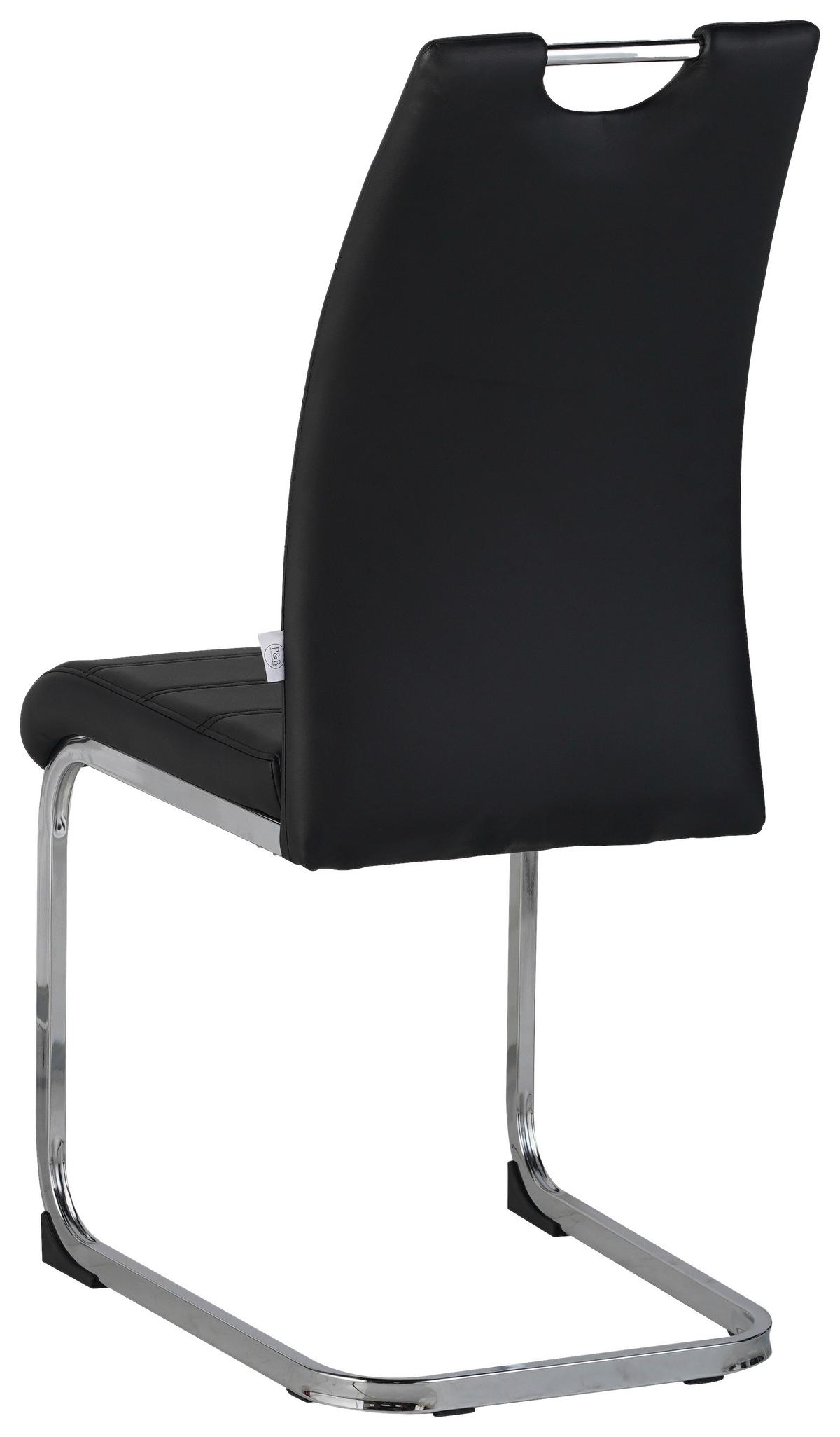 Schwingstuhl Leander Schwarz/chromfarben Gepolstert - Chromfarben/Schwarz, Design, Textil/Metall (42/99/56cm) - P & B