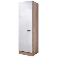 Skrinka na riad Venezia-Valero 50cm - biela s vysokým leskom/farba ušľachtilej ocele, Modern, kov/kompozitné drevo (50/200/57cm) - FlexWell