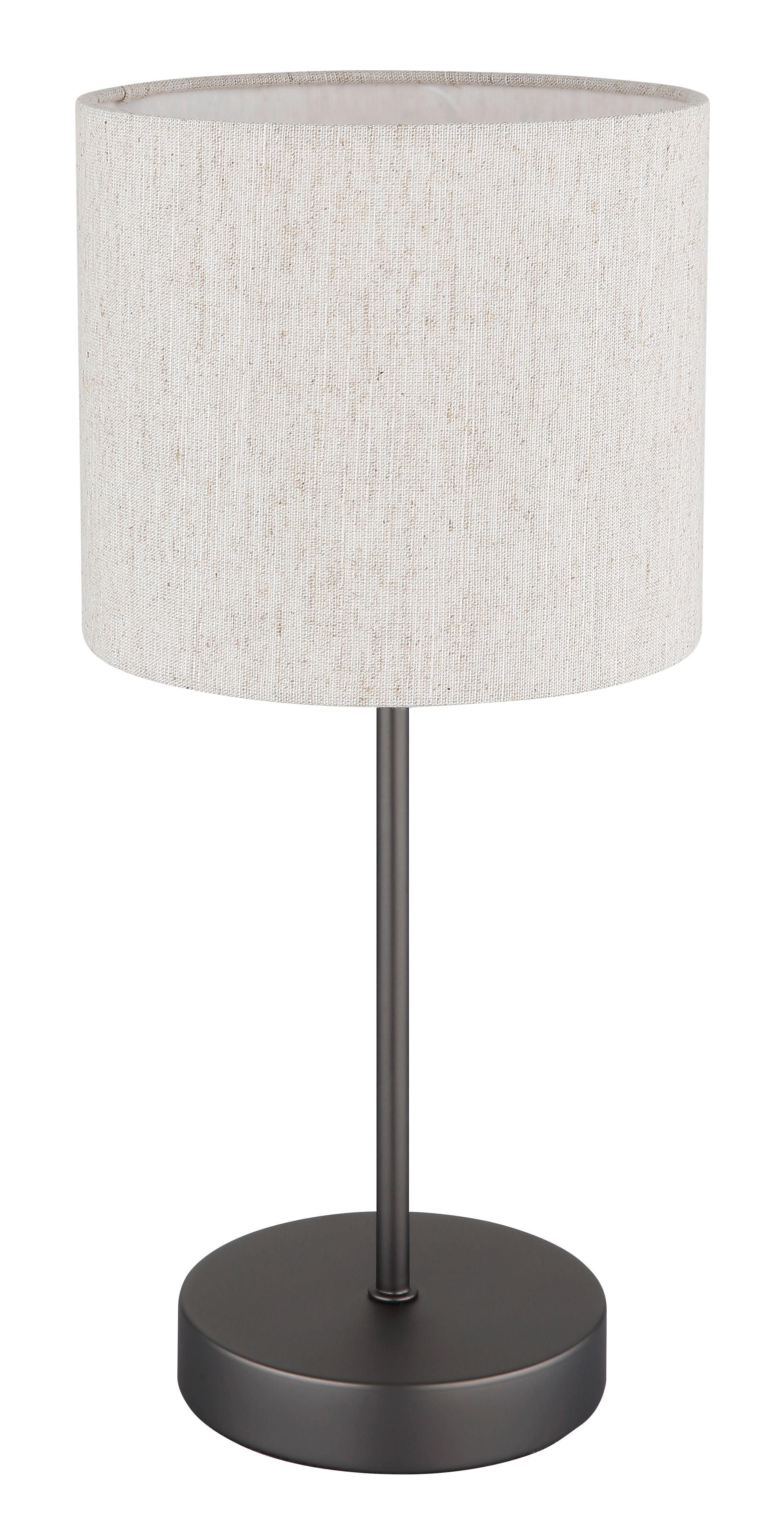 TISCHLEUCHTE Exkl. 1xE27, 25W - Schwarzchrom/Creme, Design, Kunststoff/Textil (17/37cm) - Globo
