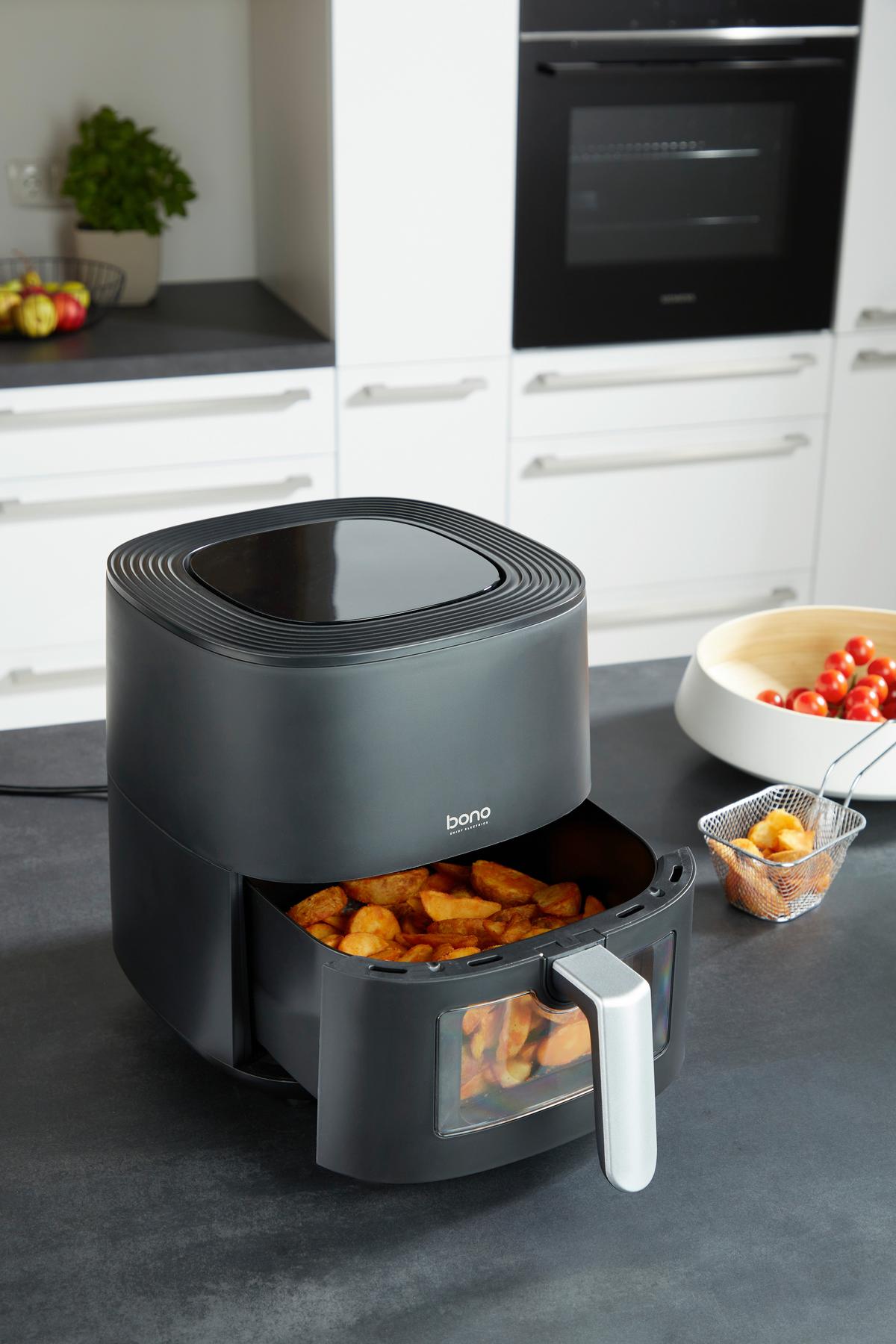 Heißluftfritteuse Jessica 6,5 L Schwarz - Schwarz, MODERN, Kunststoff (36,5cm) - Bono
