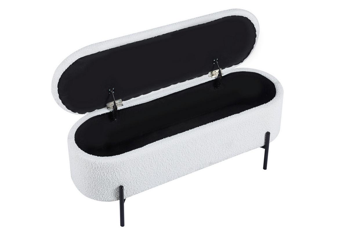 Hockerbank Weiß B: 110 Cm - Schwarz/Weiß, MODERN, Textil (110/44/40cm) - Livetastic