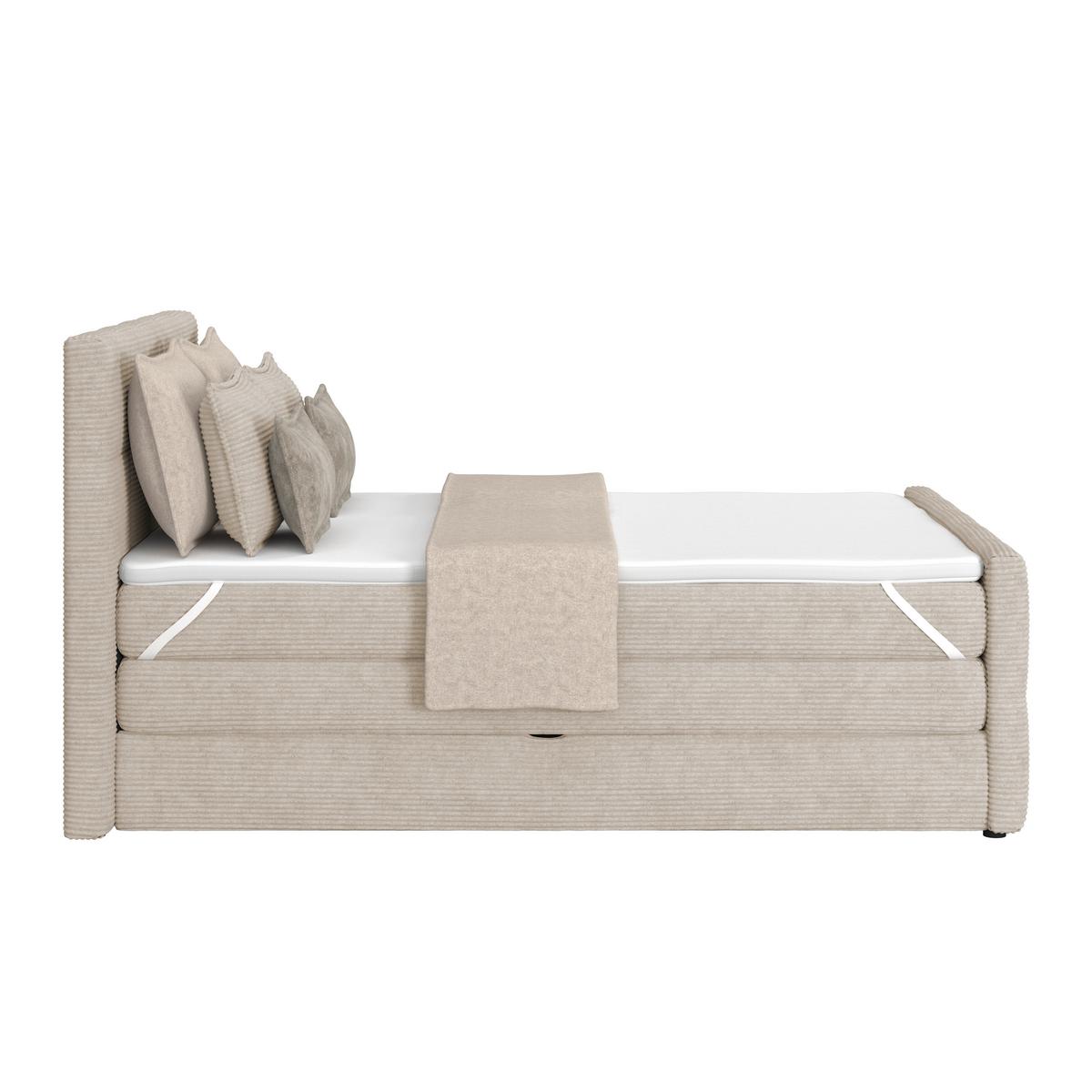 Boxspringbett Mit Topper & Bettkasten 140x200 Medino - Beige, KONVENTIONELL, Holz/Holzwerkstoff (140/200cm)