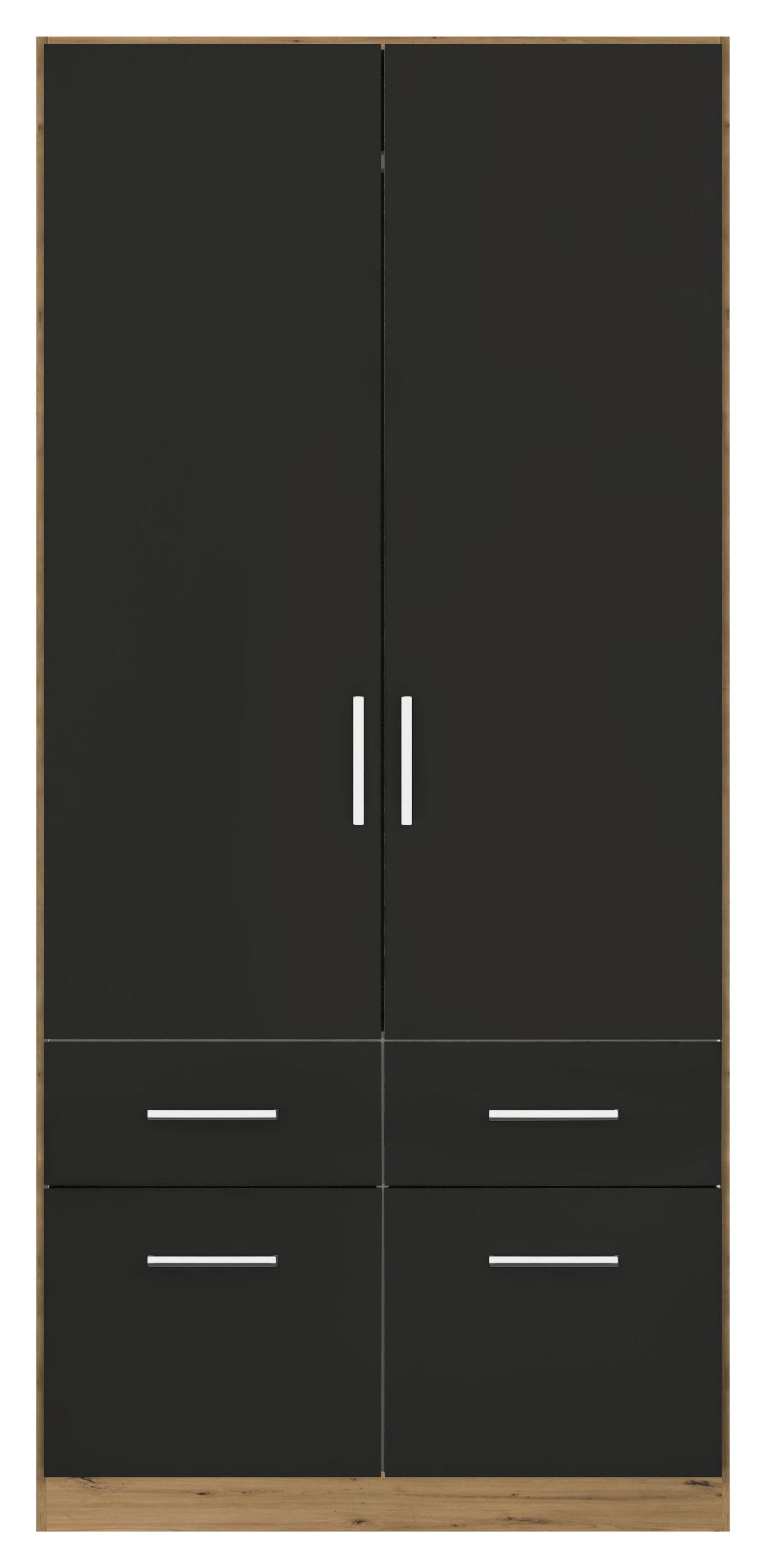 Drehtürenschrank Berlin Eiche Artisan/Grau B: 91 cm - Eiche Artisan/Grau, MODERN, Holzwerkstoff (91/210/54cm) - Rauch Möbel