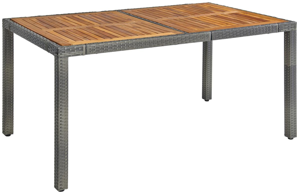 Gartengarnitur Korfu 7-teilig Aus Poly-Rattan Mit Kissen - Grau, MODERN, Holz/Kunststoff (150/90/75cm) - Luca Bessoni