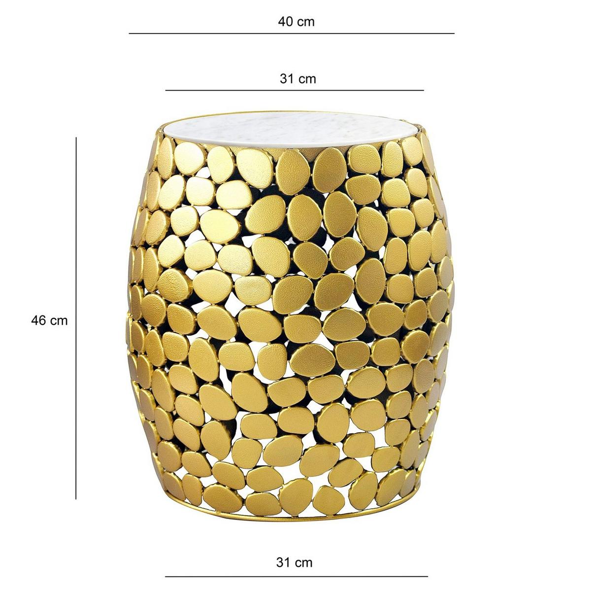 Beistelltisch Goldfarben B: 40 cm - Goldfarben, Design, Stein/Metall (40/46/40cm) - Livetastic
