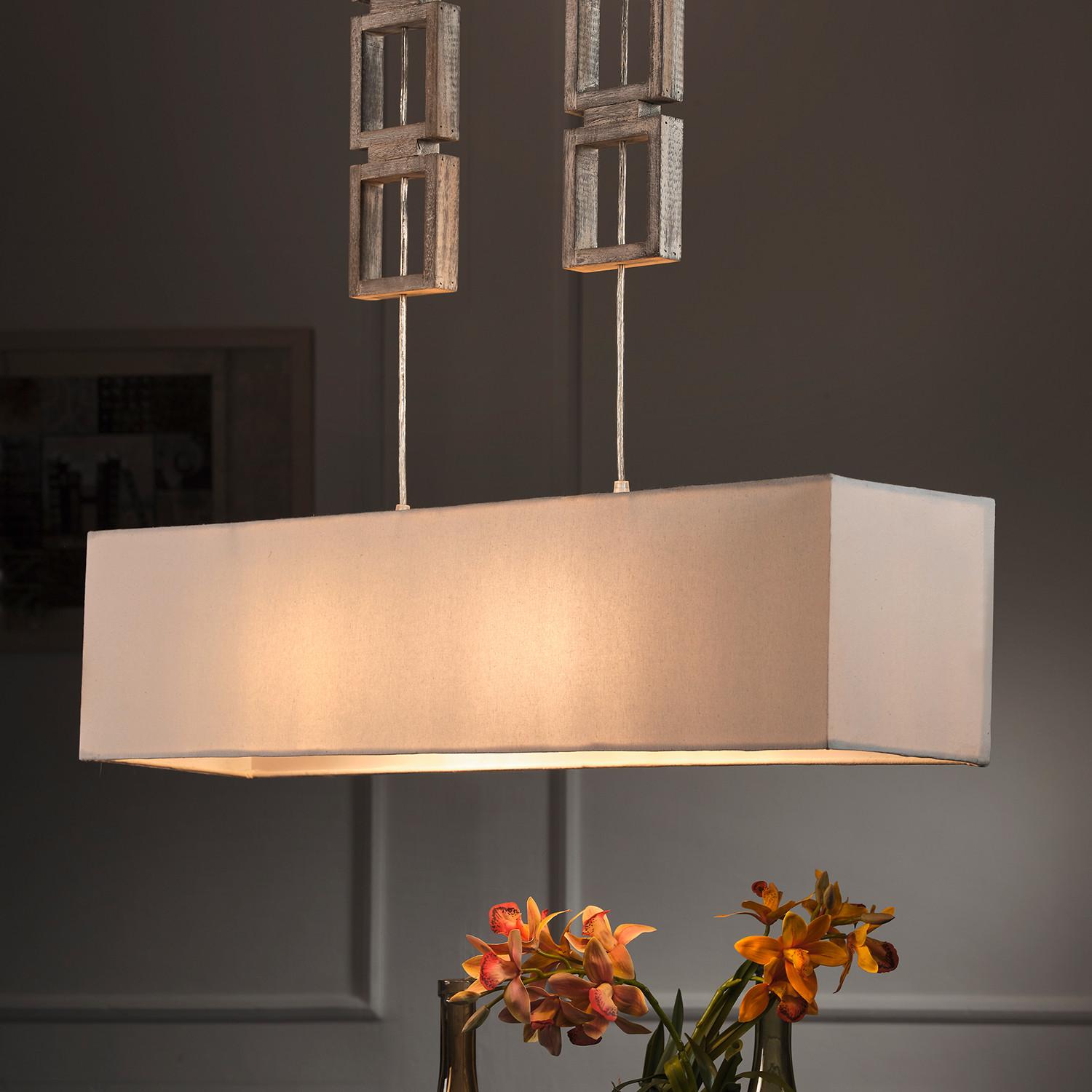 Hängeleuchte 5038/S - Grau, Design, Holz/Textil (80/20/110cm)