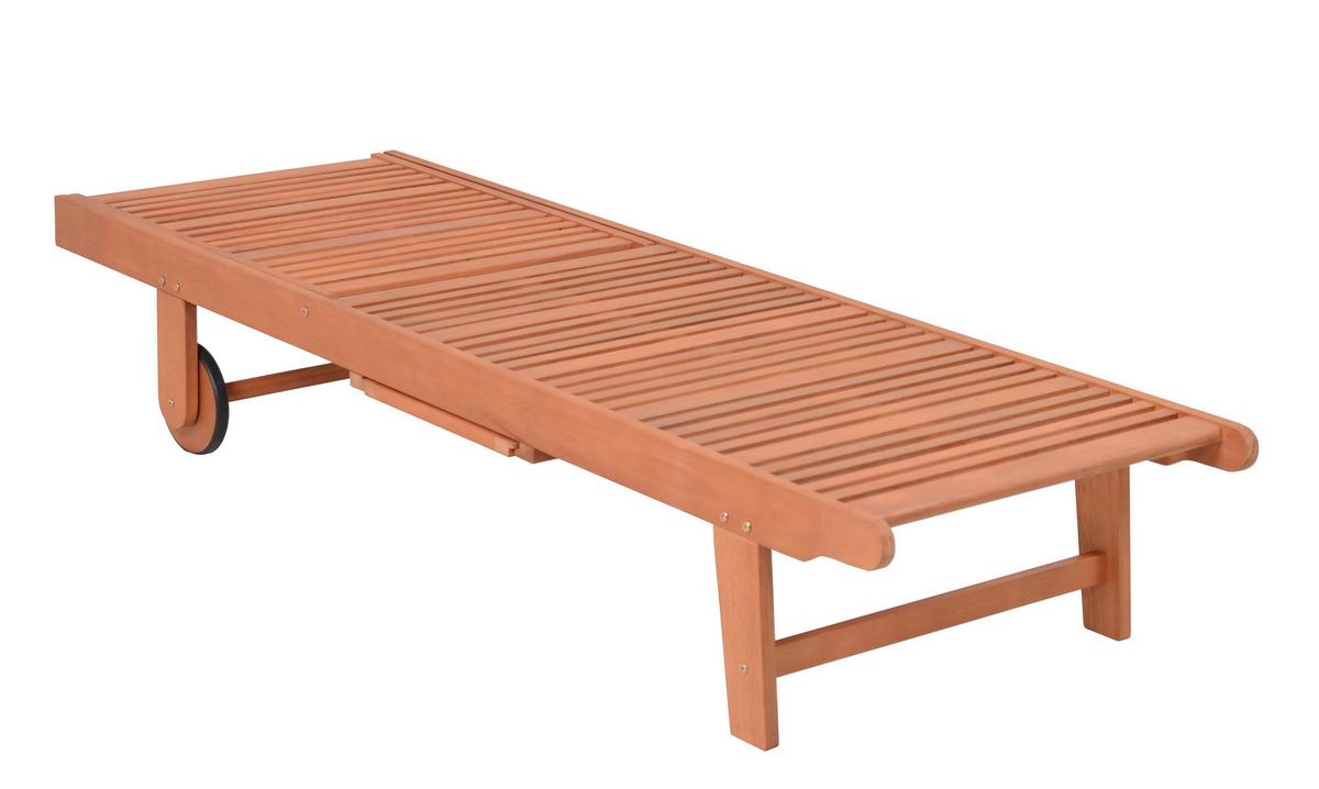 Sonnenliege San Diego - Beige/Braun, Basics, Holz/Textil (64/89/83cm) - Gardenson