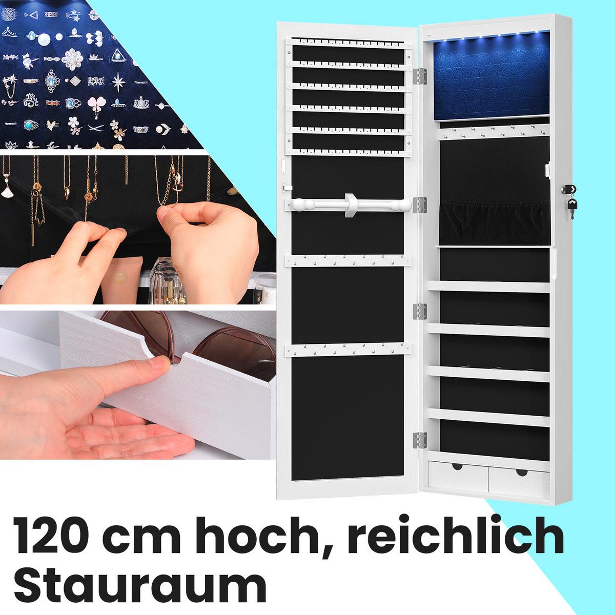 Schmuckschrank Weiß B: 37 Cm - Weiß, Basics, Holzwerkstoff/Metall (37/110/10cm)