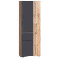 Hochschrank Varese B: 65 Cm Grau/wotan Eiche - Eiche Wotan/Grau, MODERN, Holzwerkstoff (65/180/35cm) - Held