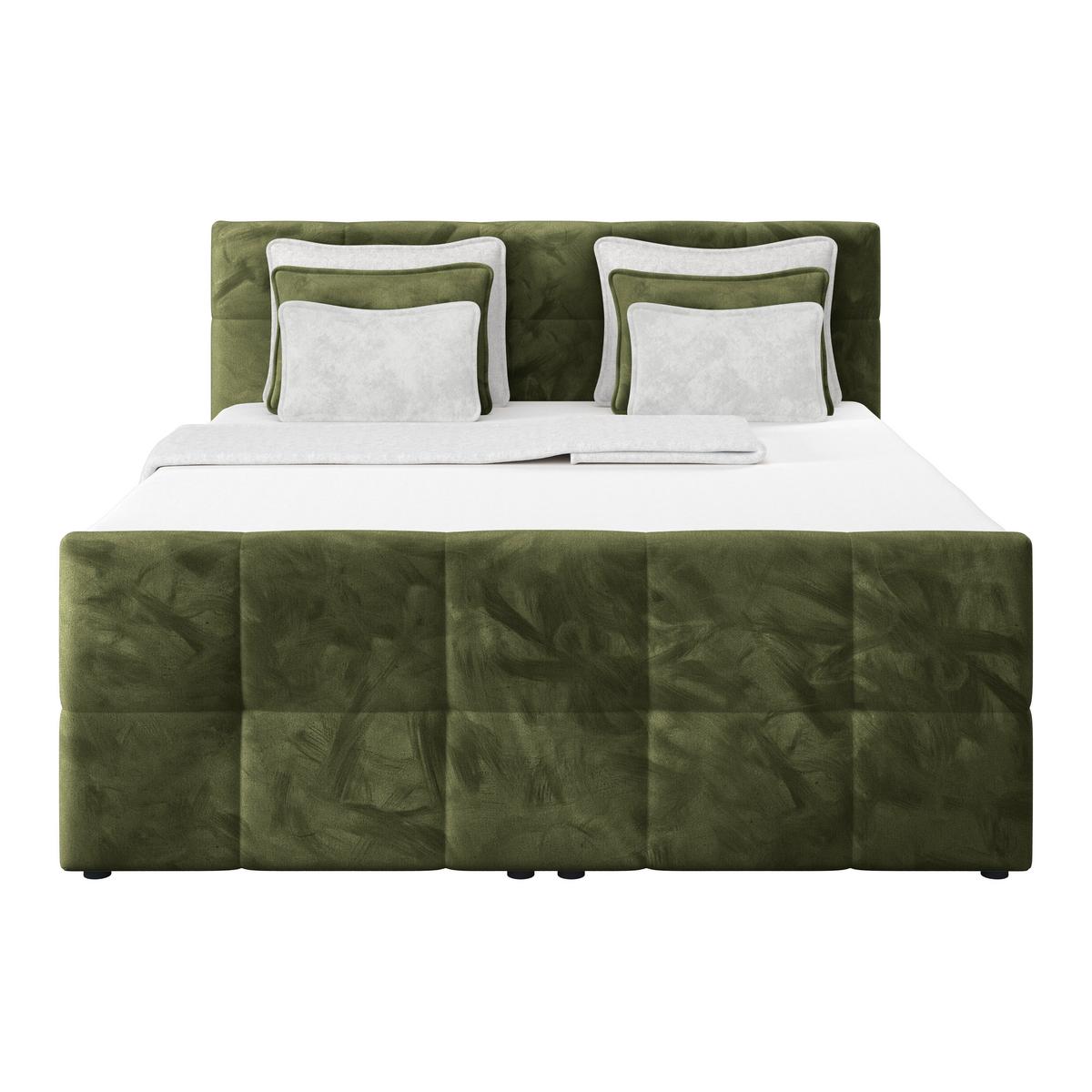 Boxspringbett mit Topper und Bettkasten 160x200 cm Medino - Dunkelgrün, KONVENTIONELL, Holz/Holzwerkstoff (160/200cm) - Luca Bessoni