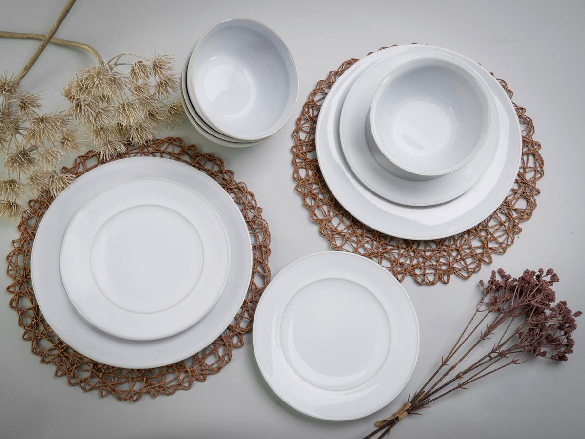 Kombinovaný servis Antique,12 dielny pre 4 osoby - biela, Basics, keramika - Creatable