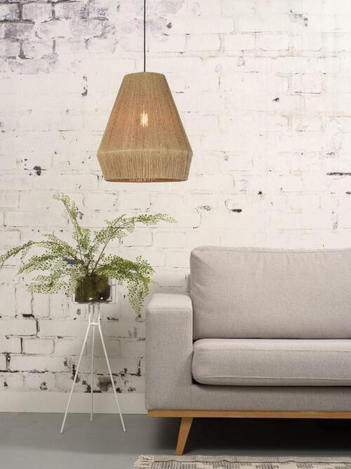 Hängeleuchte Iguazu H: 47 Cm 1-Flammig Höhenverstellbar - Hellbraun/Schwarz, Natur, Naturmaterialien/Kunststoff (40/47cm) - Good & Mojo