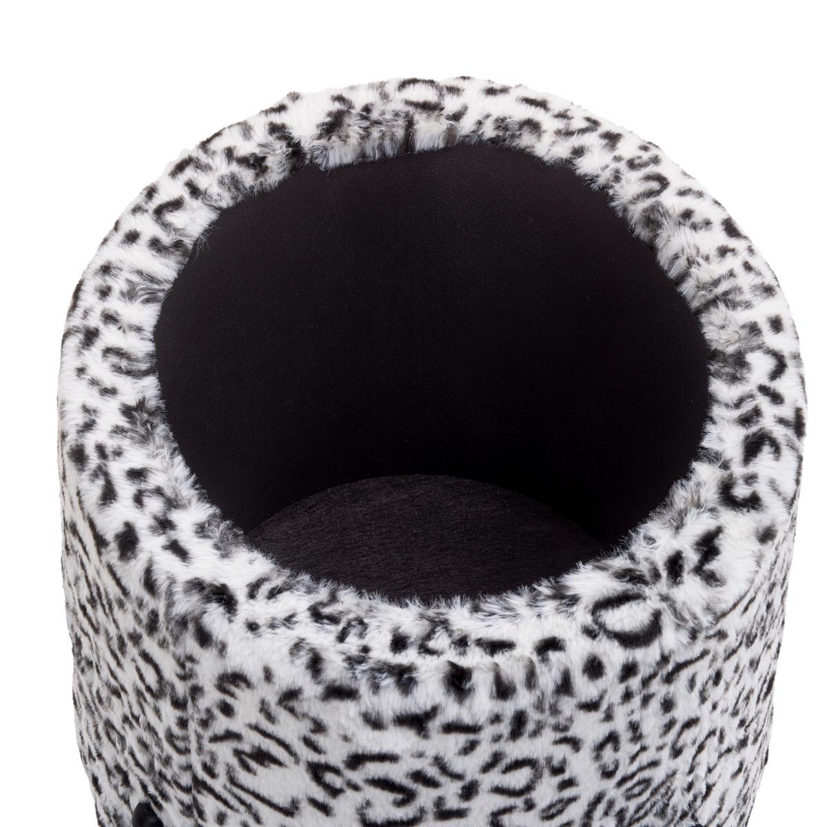 Leopardia taburetka LEO, biela/čierna umelá kožušina - čierna/biela, Lifestyle, kov/kompozitné drevo (38/43/38cm) - Mömax