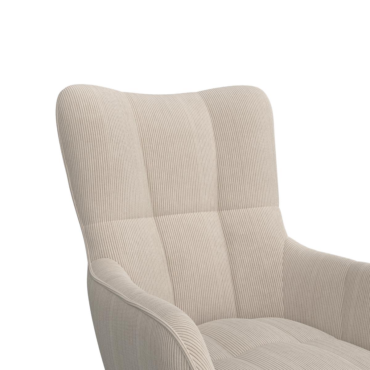 Ohrensessel Hanoi Webstoff beige, B: 71 cm - Beige/Schwarz, MODERN, Textil/Metall (71/98/83cm)
