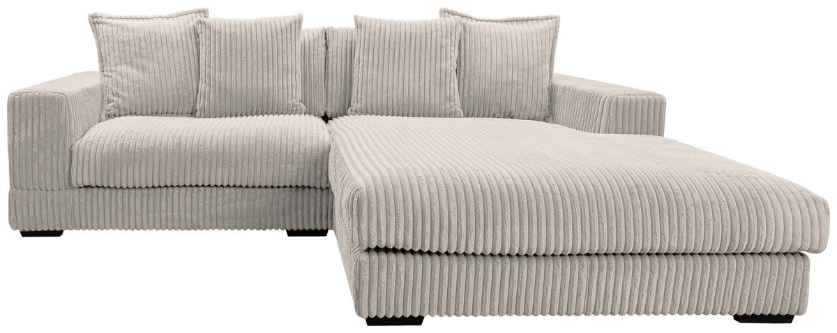 Ecksofa Funny mit Kissen Hellgrau Cord - Hellgrau/Schwarz, Design, Textil (285/195cm) - MID.YOU