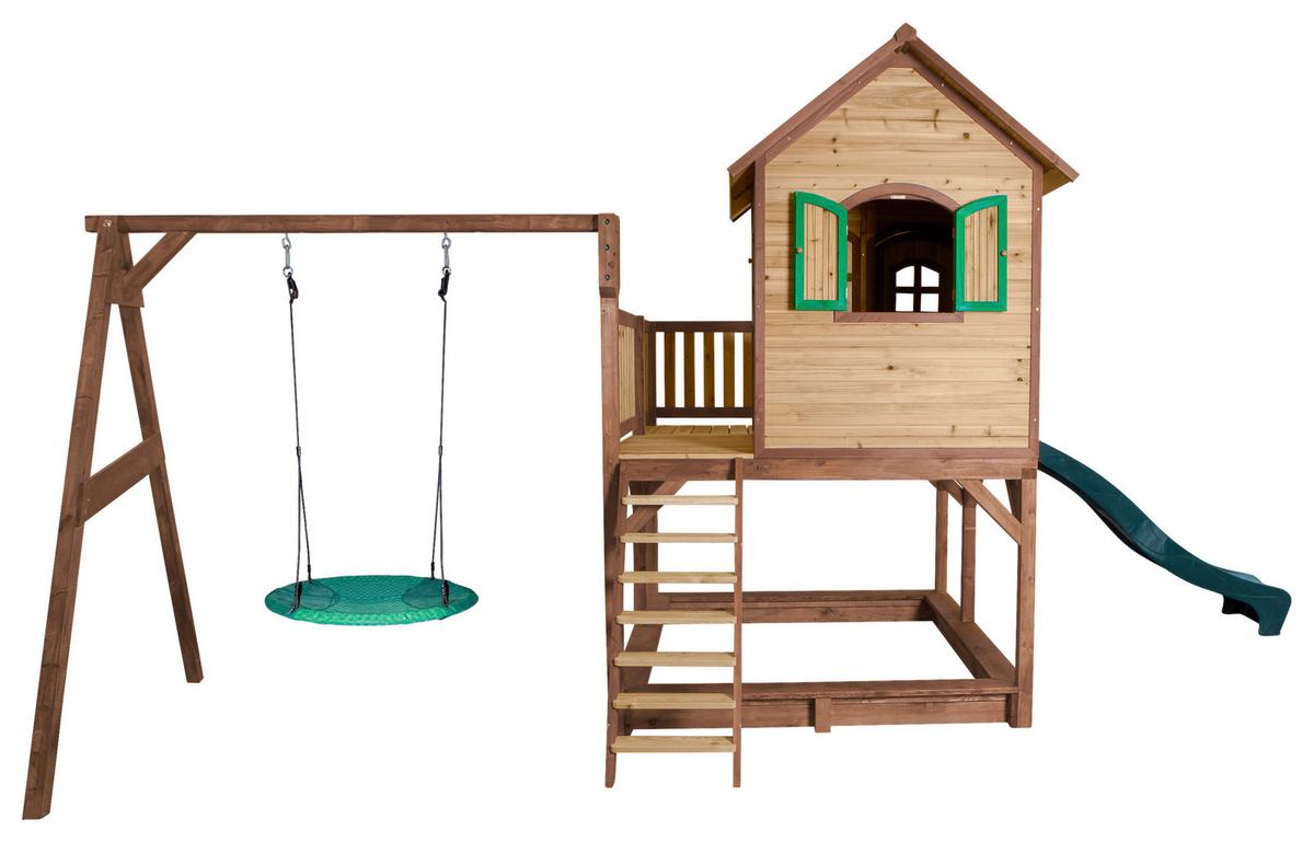 Spielturm A030.154.00 - Braun/Grün, KONVENTIONELL, Holz (613/291/277cm) - Ambia Garden