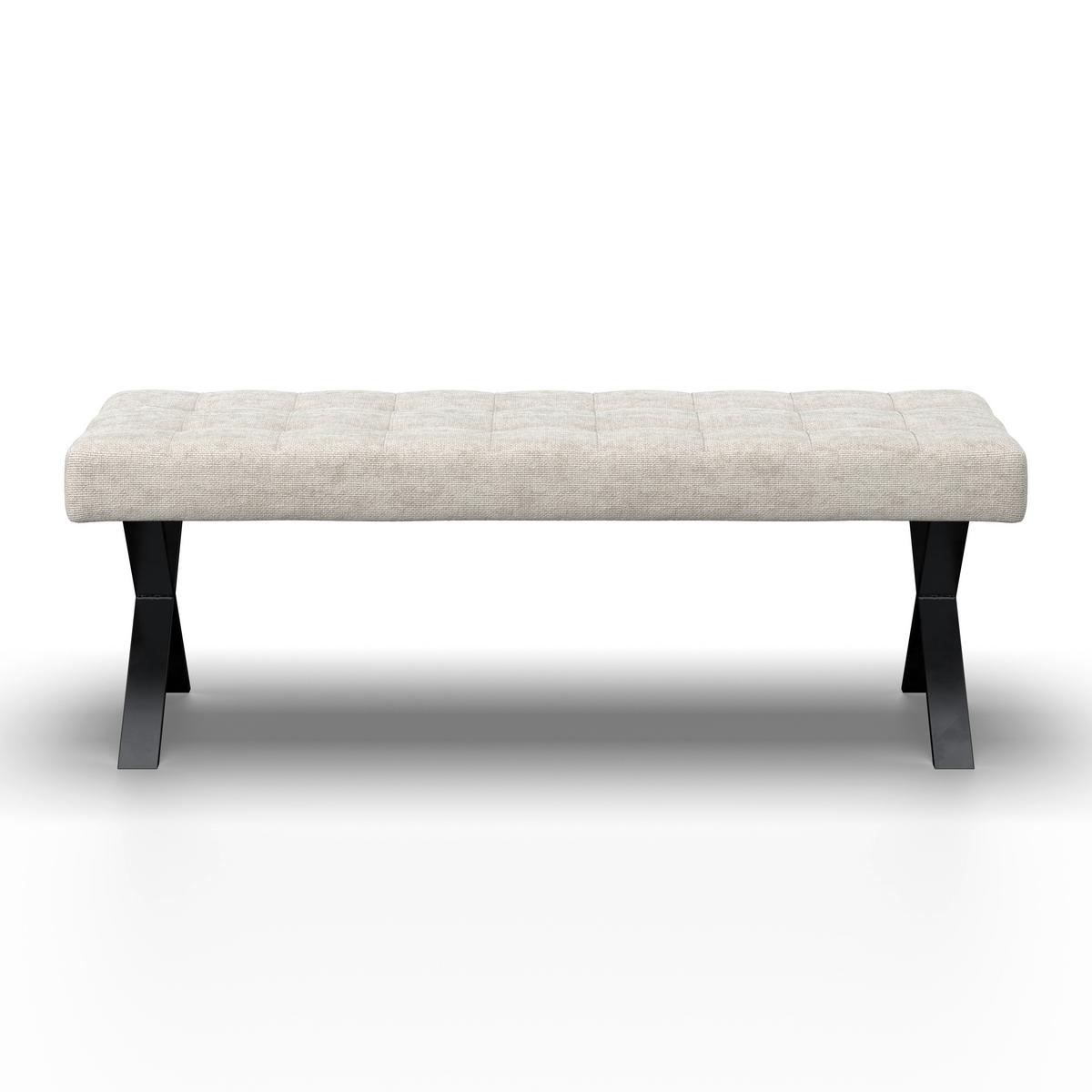 Sedací lavice NOVA - černá/světle šedá, Moderní, kov/dřevo (140/49/47cm) - Bessagi Home