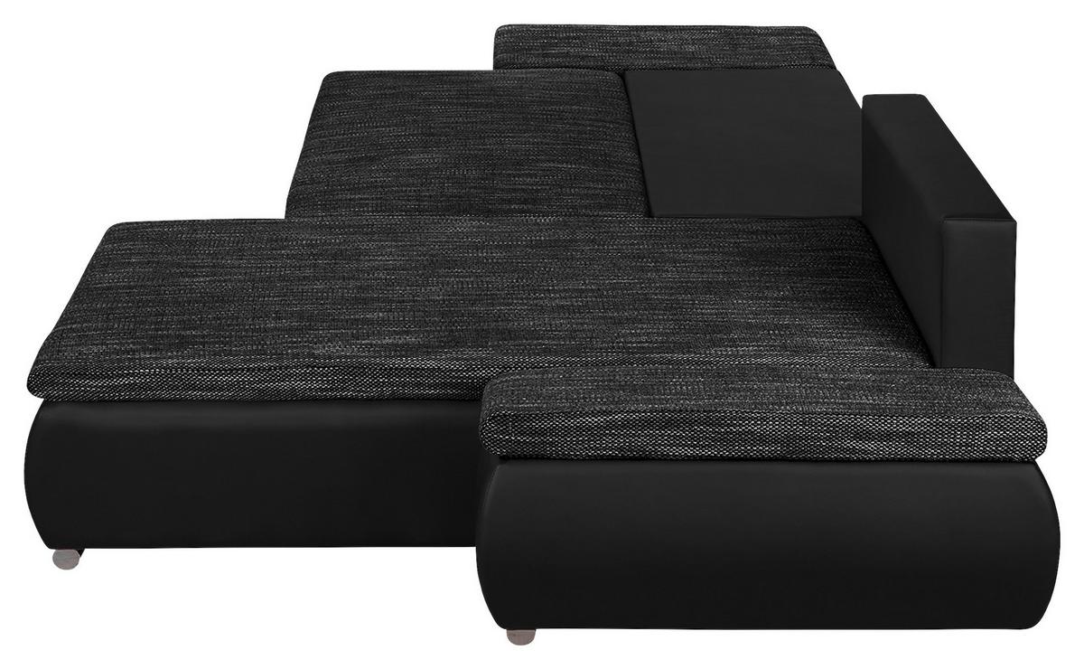 Ecksofa Acra Schwarz S: 266x175 Cm - Chromfarben/Schwarz, Design, Textil (266/175cm) - Livetastic