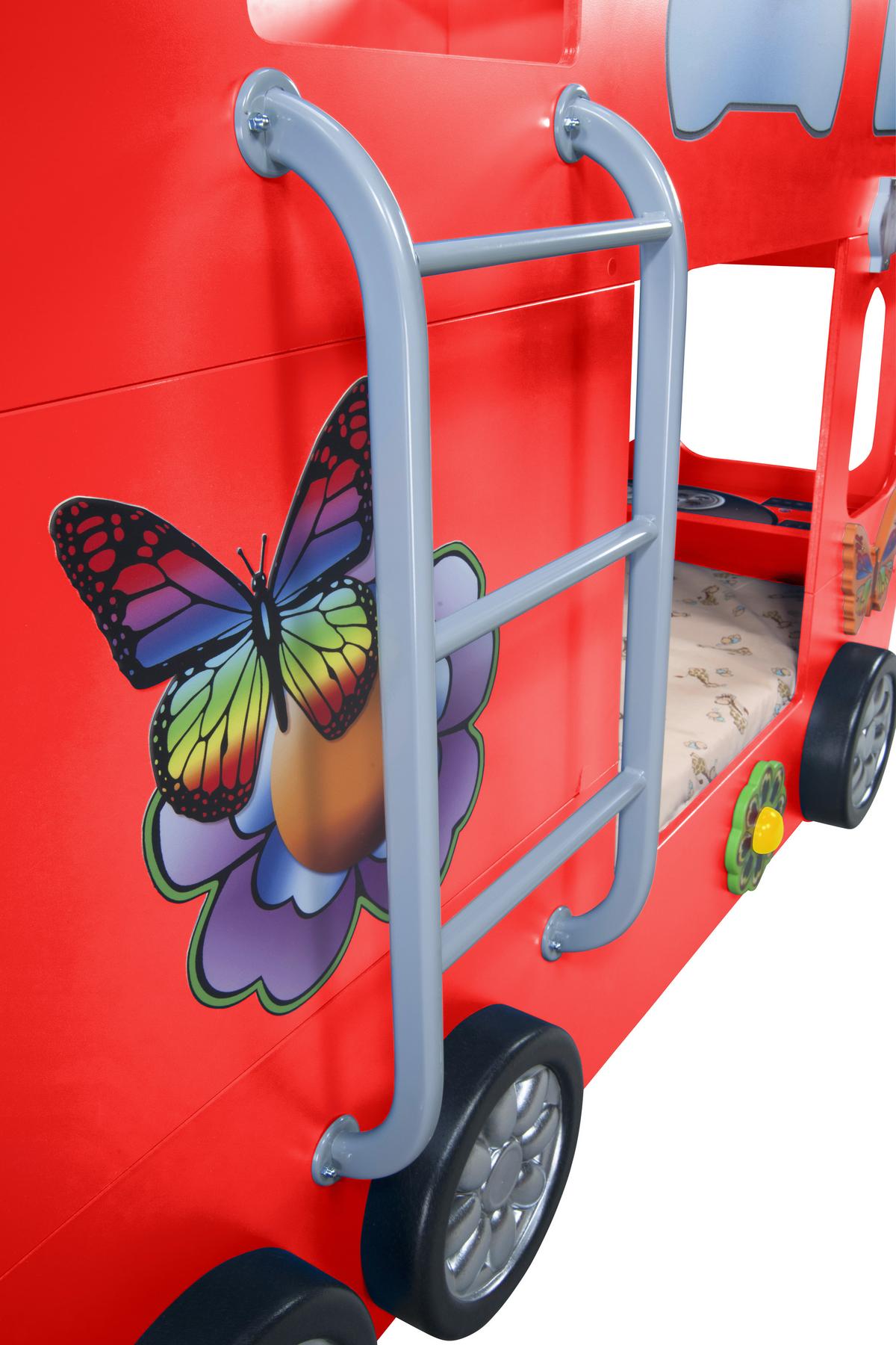 Autobett Happybus Doppeldecker Rot - Rot/Weiß, LIFESTYLE, Holz/Holzwerkstoff (90/190cm) - Livetastic