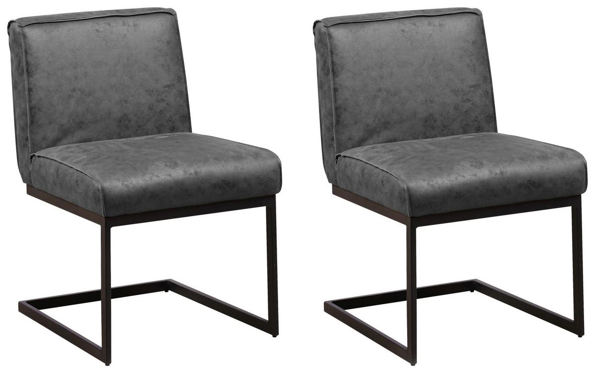 Schwingstuhl-Set Benji Anthrazit - Anthrazit, KONVENTIONELL, Textil/Metall (53/81/61cm) - MID.YOU