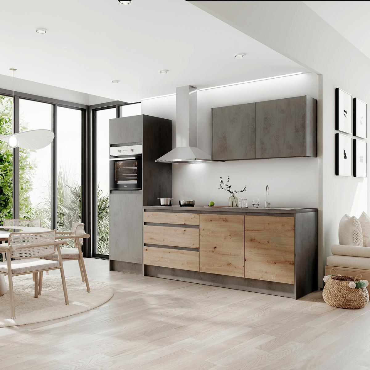 Küchenblock Troja Anthr./Eiche Dekor B: 273 cm - Anthrazit/Eiche Artisan, Design, Holzwerkstoff (273cm) - MID.YOU