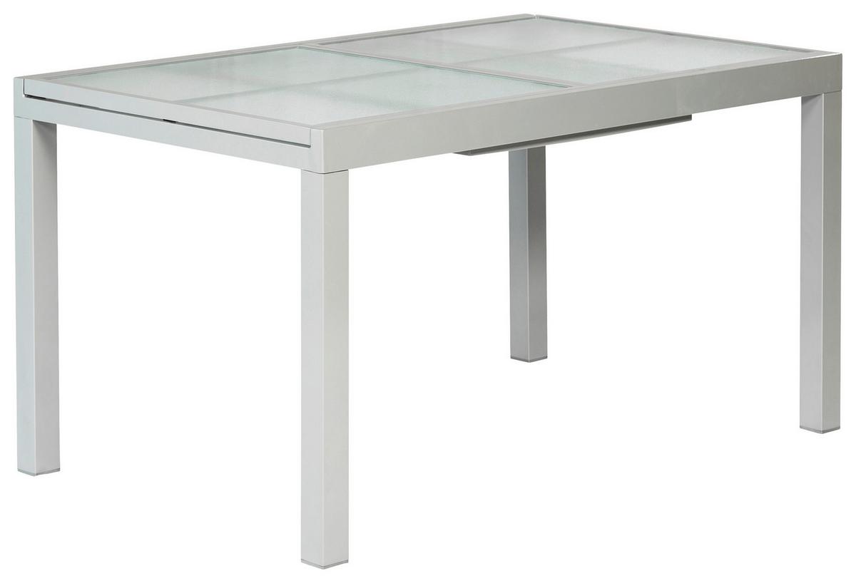 Gartentisch Ausziehbar Metall/glas L 120-180 Cm - Silberfarben, MODERN, Glas/Metall (120-180/90/75cm) - Gardenson