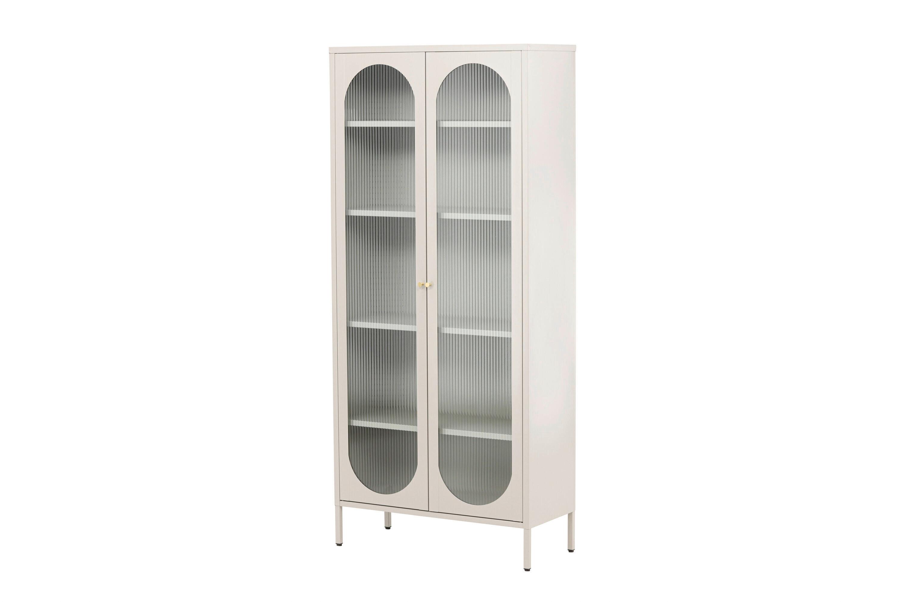 Vitrine Lima Beige B: 80cm - Beige, MODERN, Glas/Metall (80/180/35cm) - Livetastic