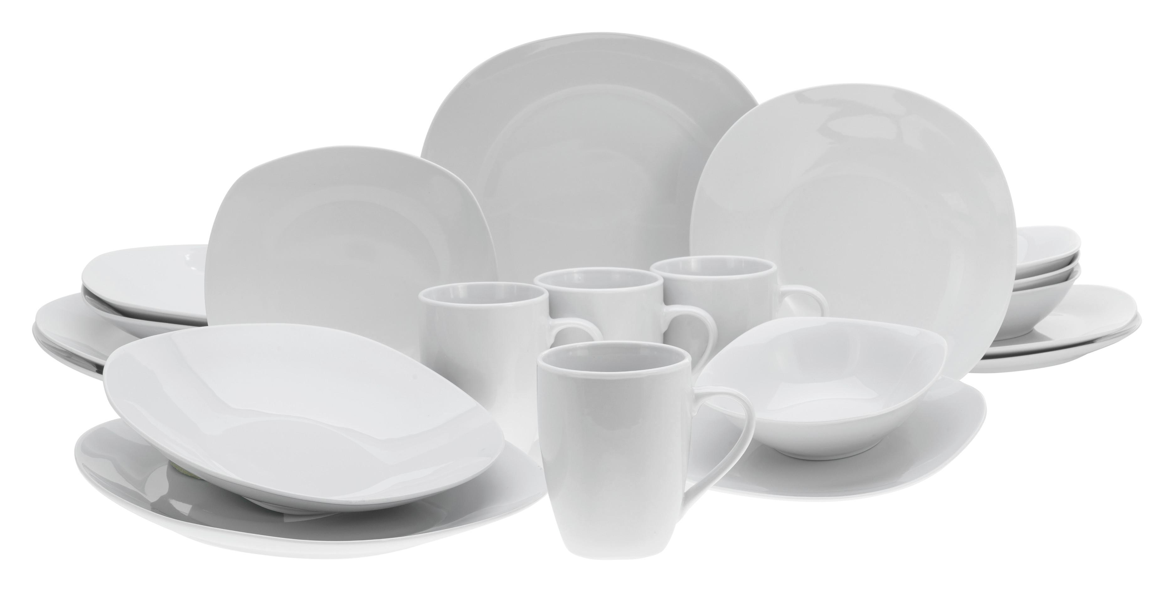 Kombiservice Porzellan 4 Personen Geschirr Set - Weiß, Basics, Keramik - Creatable