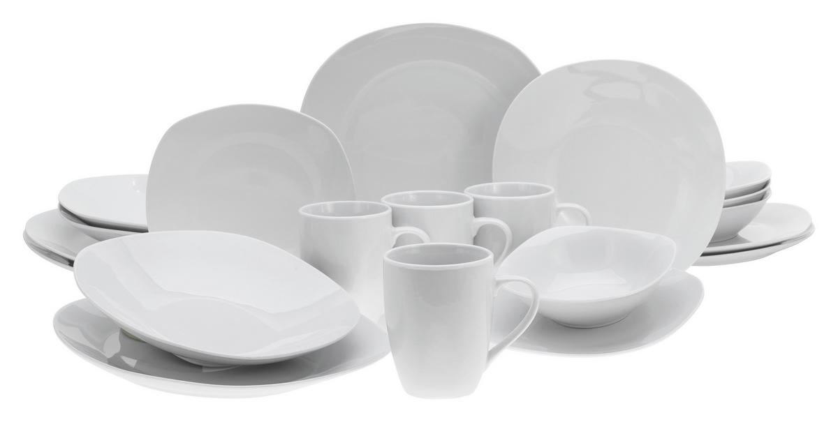 Kombiservice Porzellan 4 Personen Geschirr Set - Weiß, Basics, Keramik - Creatable