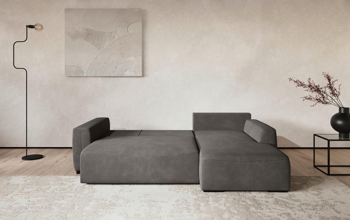 Rohová sedačka GIRO REC, obojstranná, sivá - čierna/sivá, Trend, textil/plast (252/86/170cm)