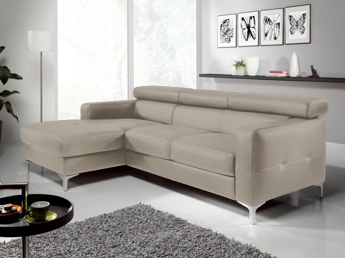 Ecksofa Mit Schlaffunktion Sammy Grau Leder - Chromfarben/Grau, Design, Leder (168/227cm) - Livetastic