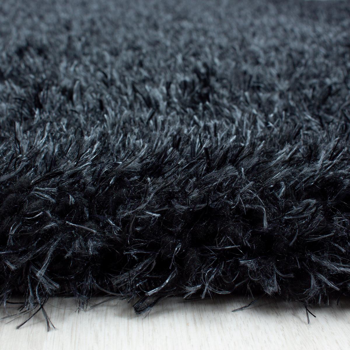 Hochflor Teppich Schwarz Brilliant Rund Ø 200 Cm - Schwarz, Basics, Textil (200cm)