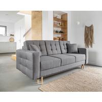 Schlafsofa Asgard Grau, B: 230 cm - Buchefarben/Grau, Design, Textil (230/93/92cm) - MID.YOU