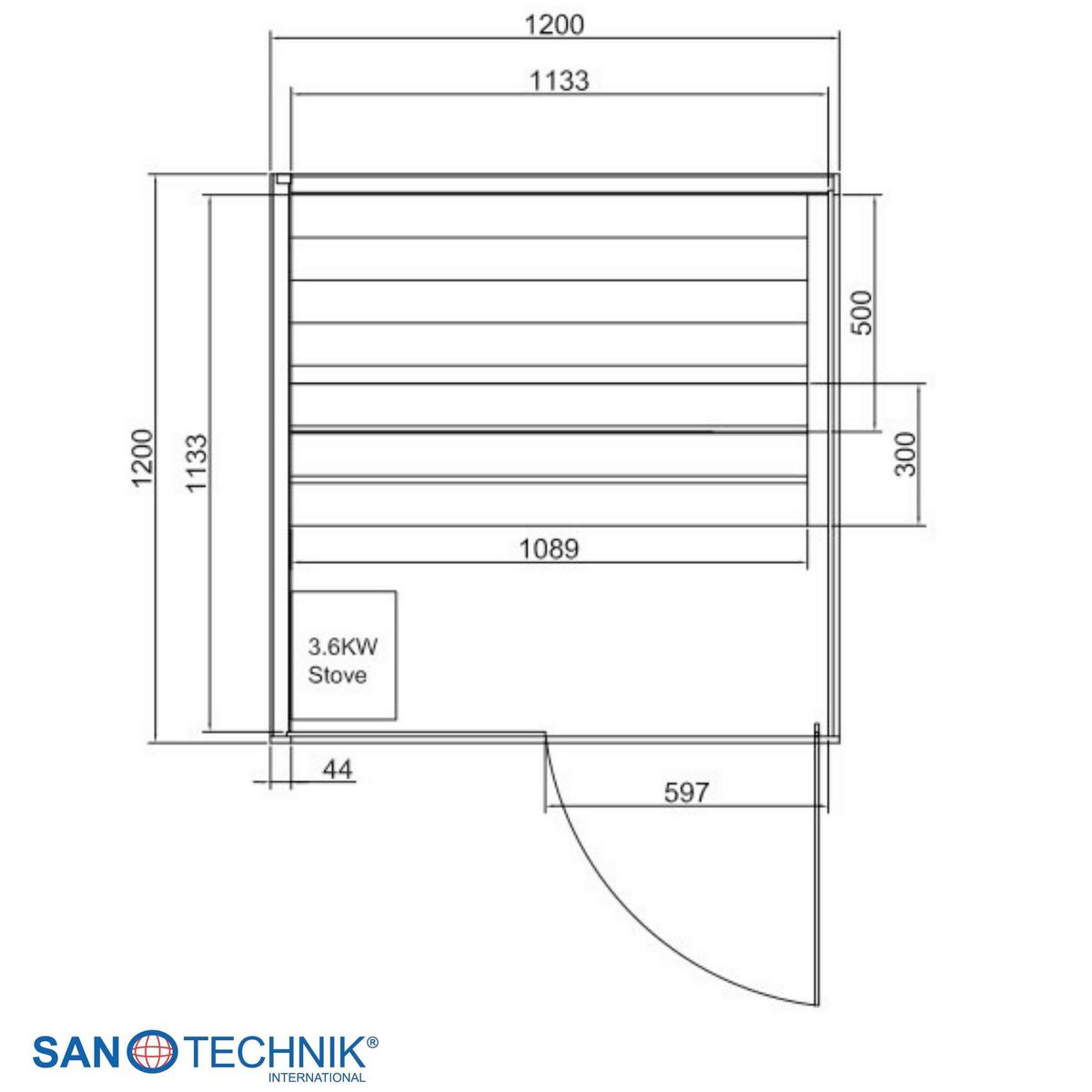Sauna FALUN M geeignet für 2 Personen - Fichtefarben, Basics, Glas/Holz (120/120/200cm) - Sanotechnik