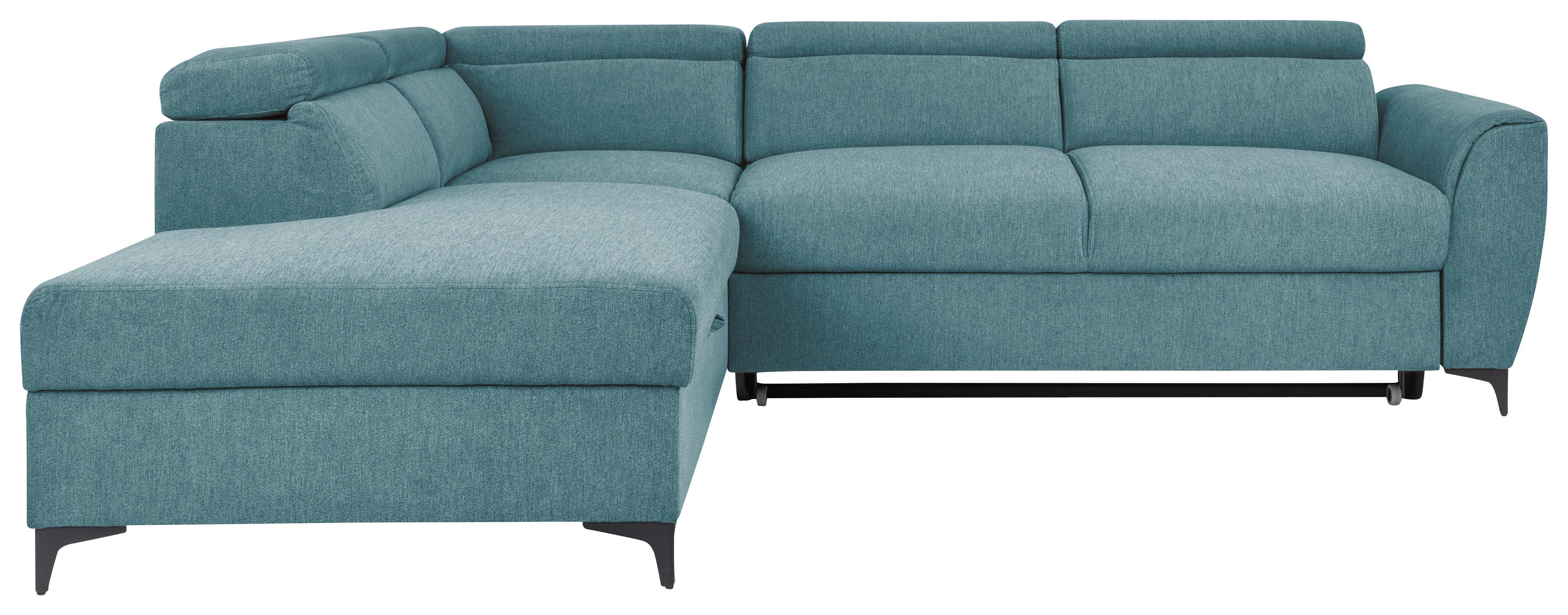 Ecksofa Lapis Petrol S: 217/255 cm - Petrol/Schwarz, KONVENTIONELL, Textil (217/255cm) - MID.YOU