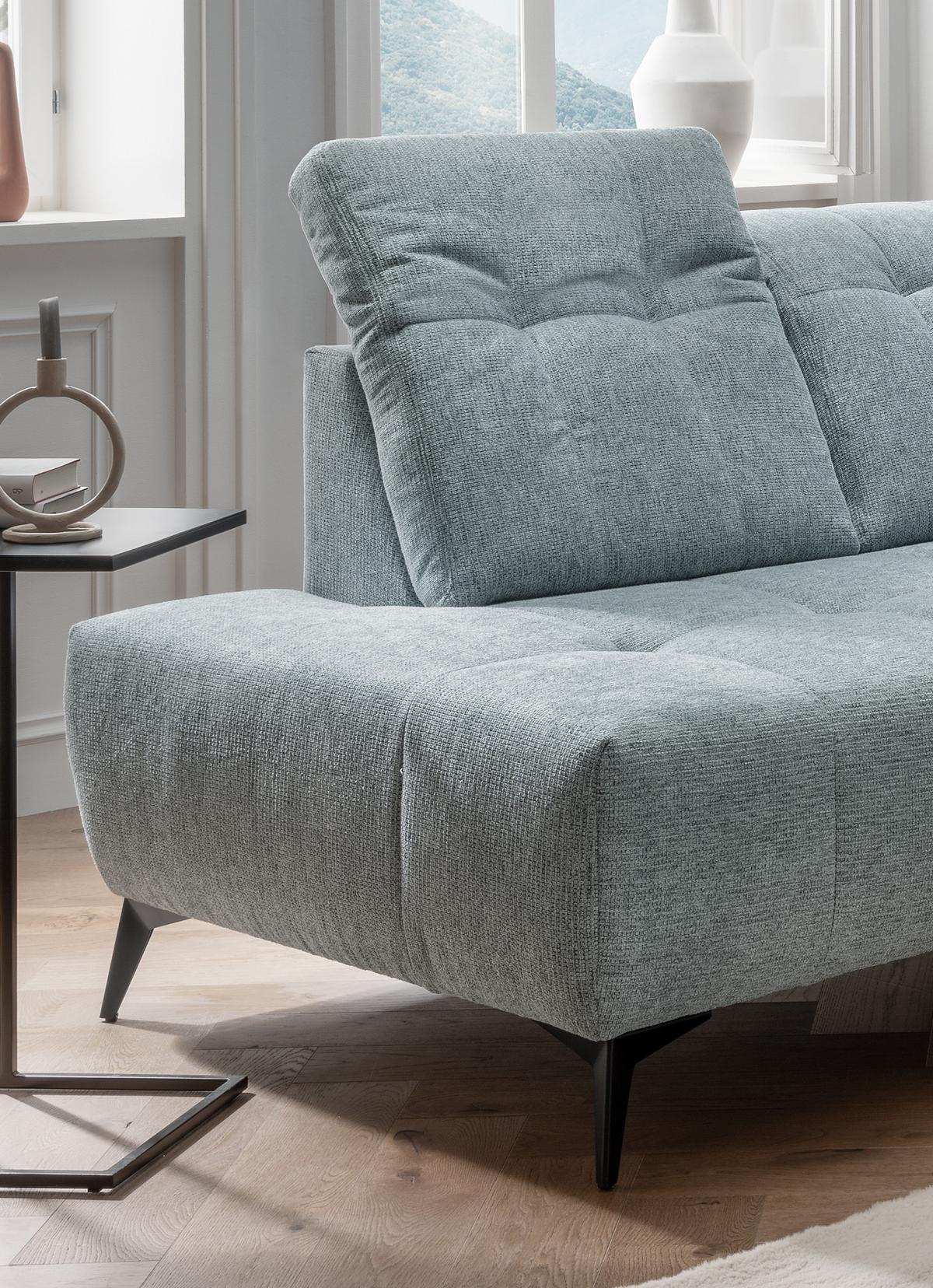 Ecksofa mit USB Anschluss Sano, Mintgrün, S: 200x261 cm - Schwarz/Mintgrün, MODERN, Textil (200/261cm) - Livetastic