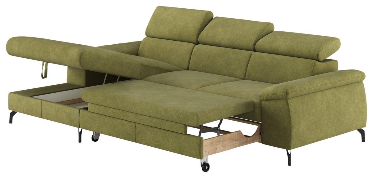 Ecksofa Kitty Grün S. 166x244 cm - Schwarz/Grün, Design, Textil (166/244cm) - Livetastic