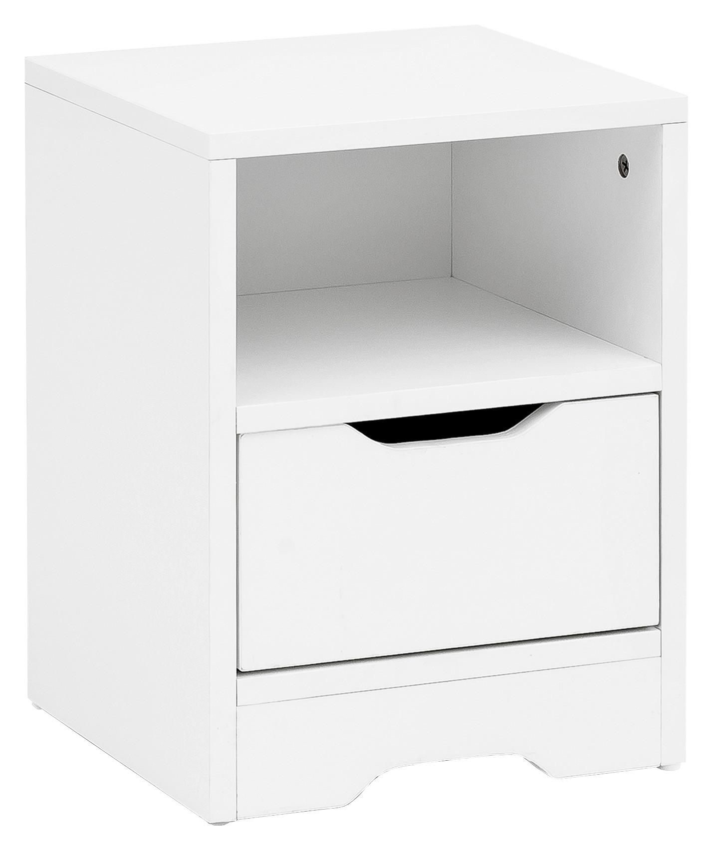 Noční stolek Nachtkästchen š: 31cm bílý - bílá, Moderní, kompozitní dřevo (31/43/31cm) - MID.YOU