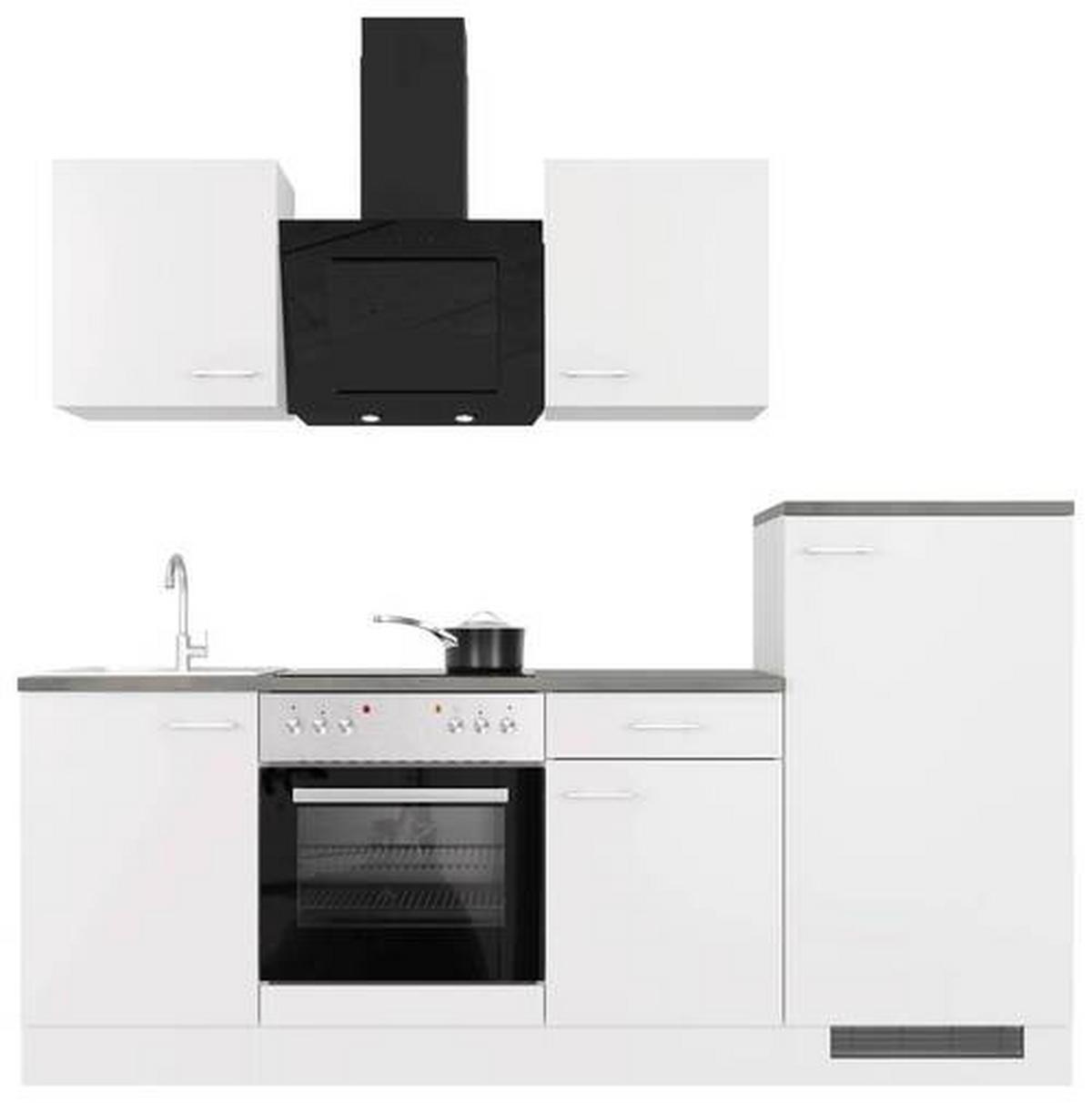 Küchenblock Lucca Weiß/Graubraun B: 220,5 cm - Graubraun/Weiß, MODERN, Holzwerkstoff (220,5cm) - FlexWell