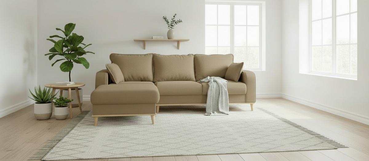 Ecksofa Beata Hellbraun S: 150x230 Cm - Wengefarben/Hellbraun, Design, Textil (150/230cm) - Livetastic