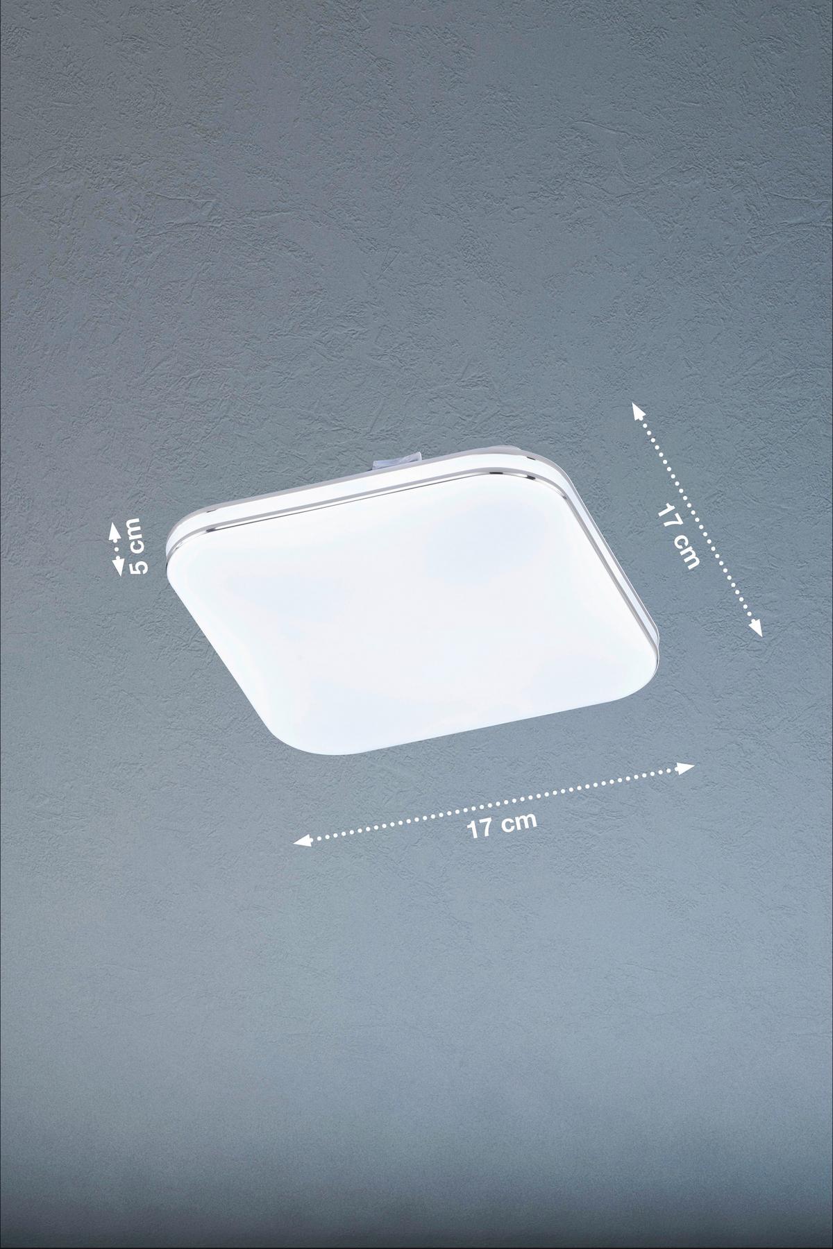 LED-Deckenleuchte 21121 Porto - Chromfarben/Weiß Hochglanz, KONVENTIONELL, Glas (17/17cm) - Fischer & Honsel