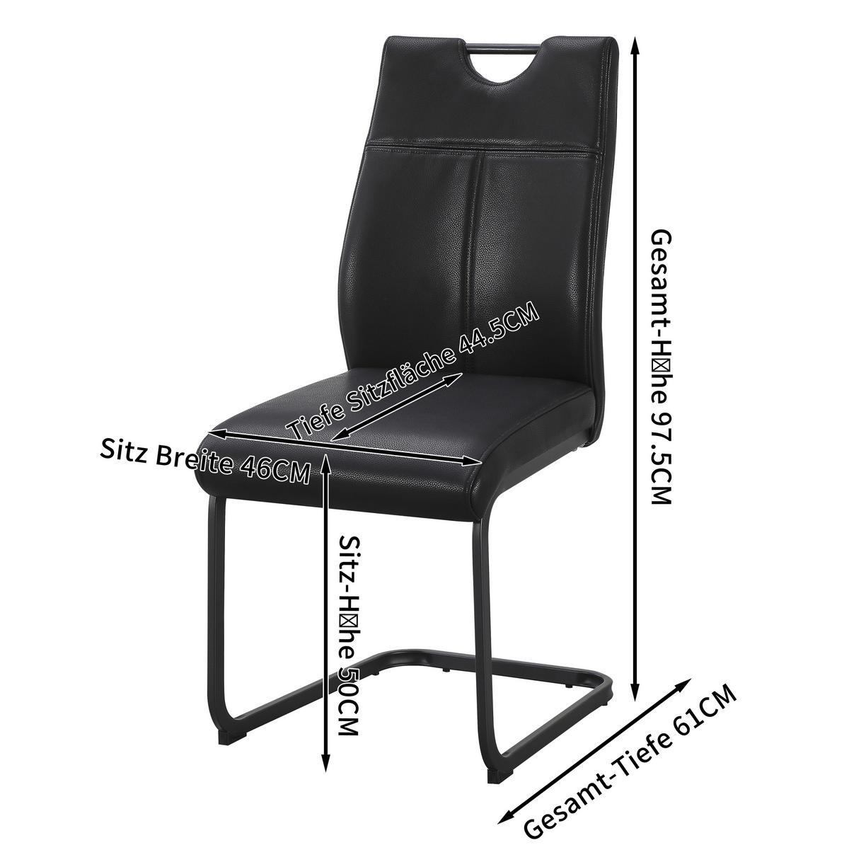 Schwingstuhl Nexus Schwarz B: 45 cm - Schwarz, MODERN, Leder/Metall (45/97/63cm) - Livetastic