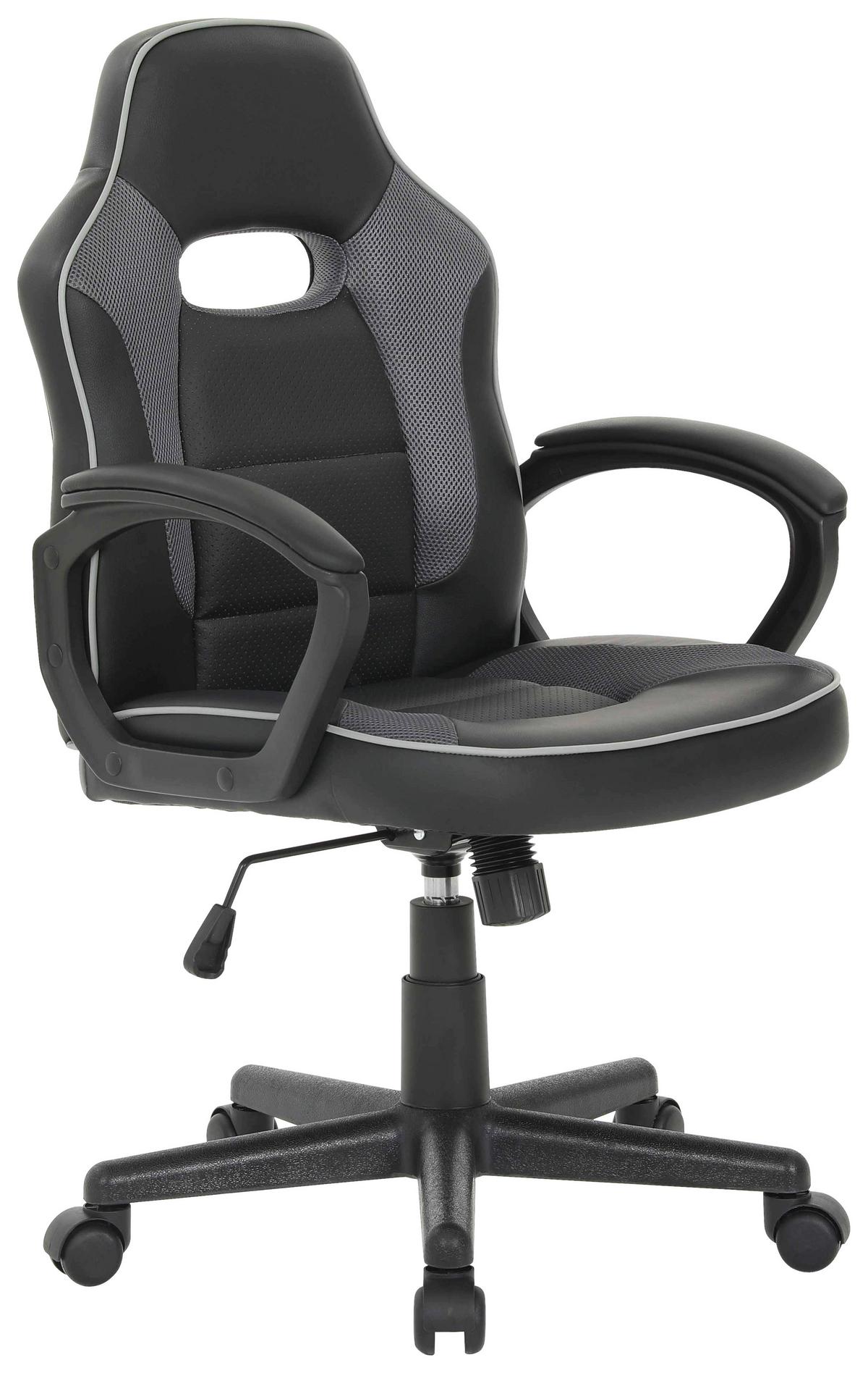 Otočná stolička THEA - čierna/sivá, Design, kov/drevo (57,5/94-114/61cm) - Mömax