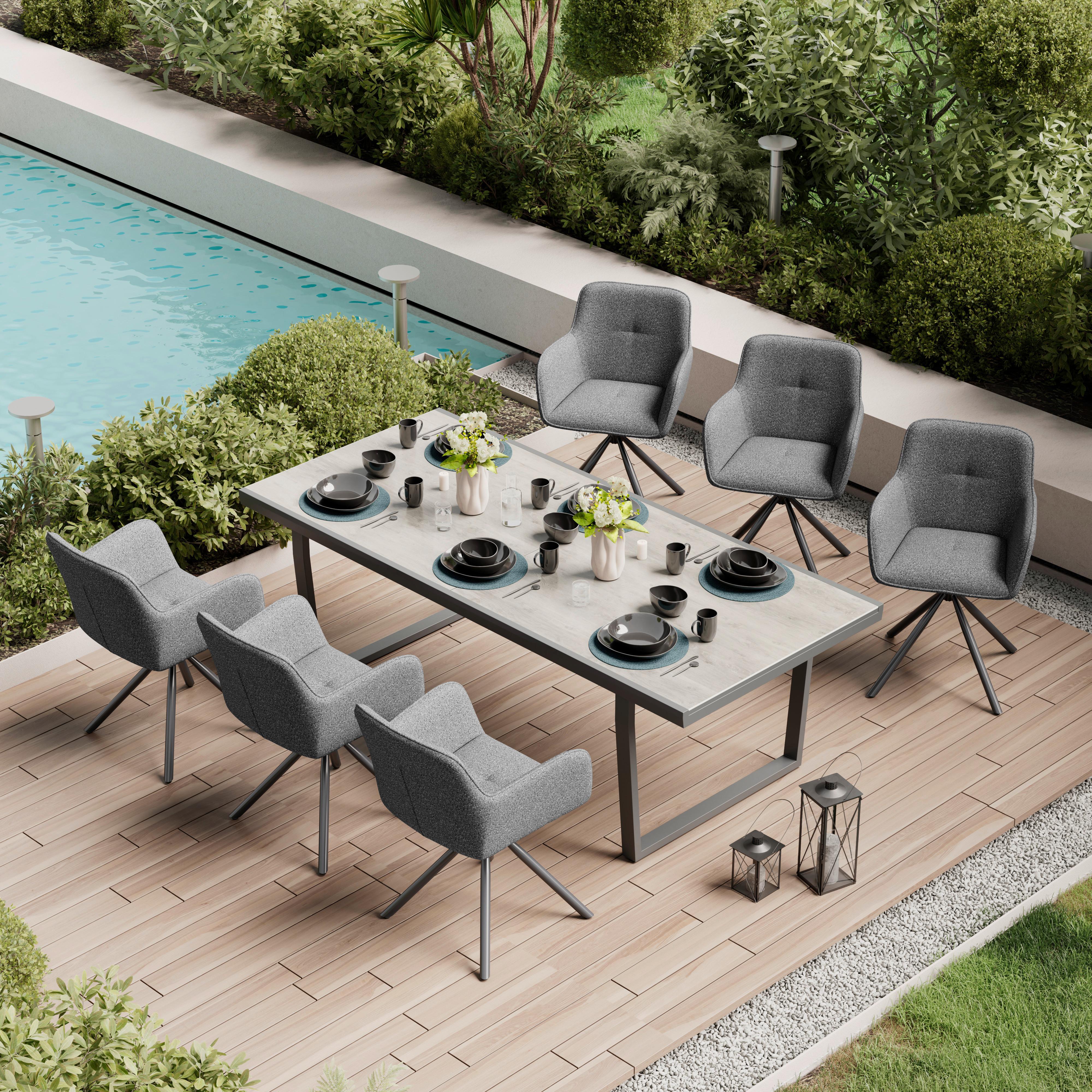 Gartensessel Christian - Dunkelgrau/Schwarz, MODERN, Textil/Metall (74/69/52cm) - Beldano