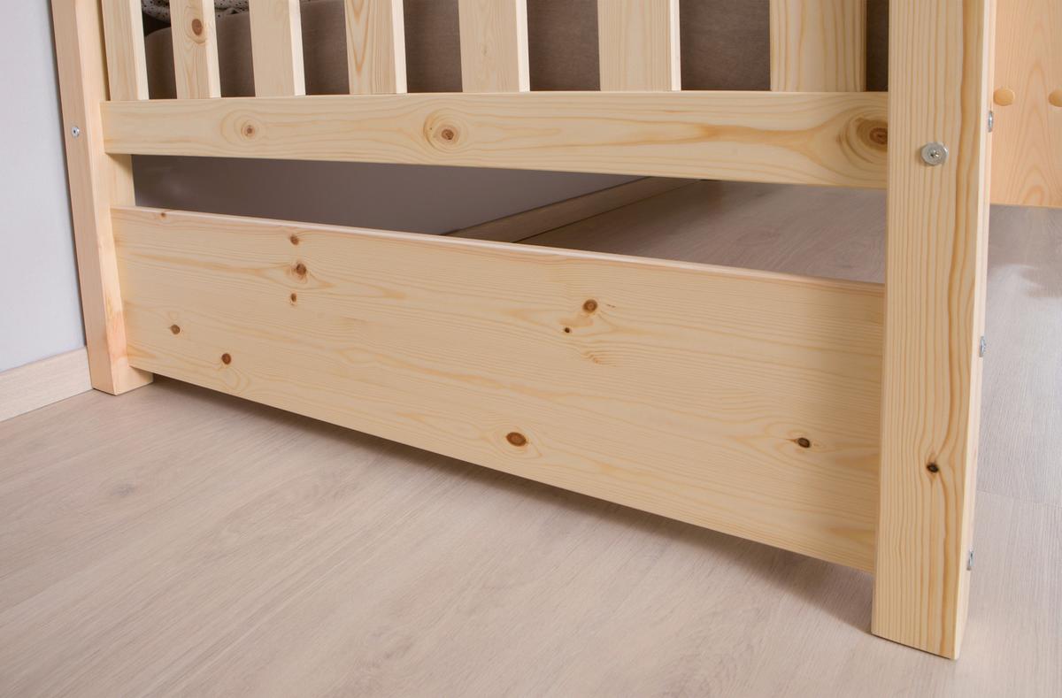 Etagenbett Sammy Kiefer Massiv 90 cm mit Bettkasten + Leiter - Naturfarben, MODERN, Holz (90/200cm) - MID.YOU