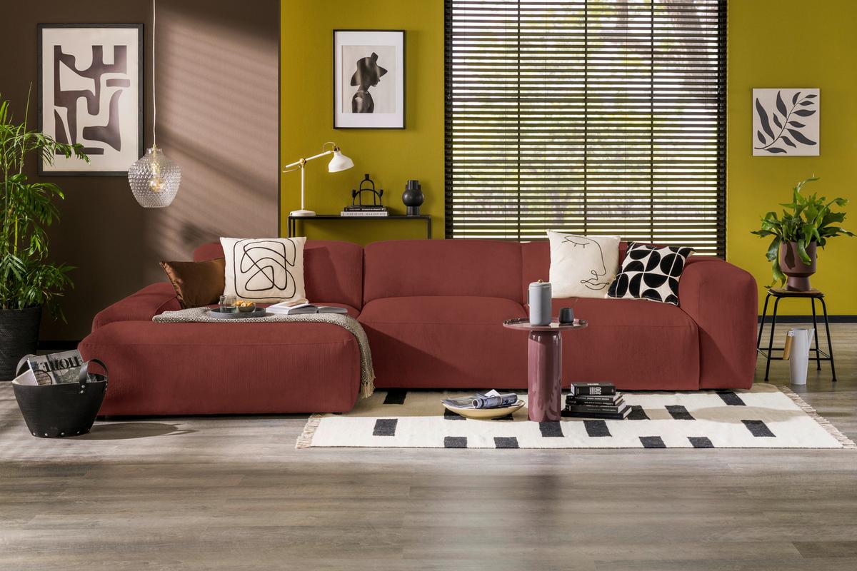 ECKSOFA Hannah Rot 170x343 cm - Rot/Schwarz, Design, Textil (170/343cm) - MID.YOU