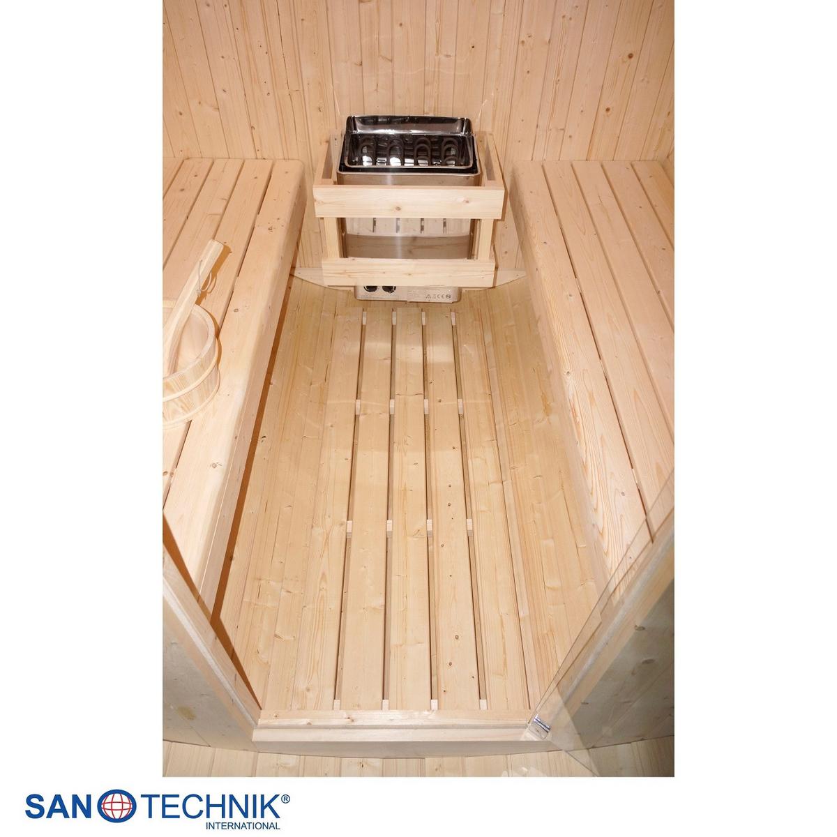 SAUNAFASS Tromsö Fichtefarben B: 180 cm - Fichtefarben, KONVENTIONELL, Glas/Holz (189/180/191,5cm) - Sanotechnik