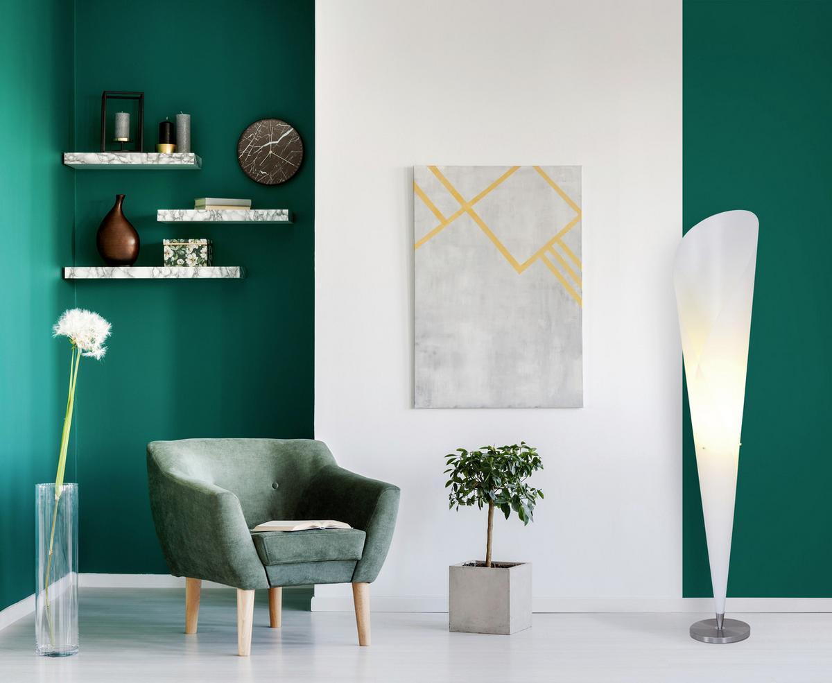 Stehlampe Tulip Weiß Blütenkelchform - Chromfarben/Weiß, KONVENTIONELL, Kunststoff/Metall (30/162cm) - Näve